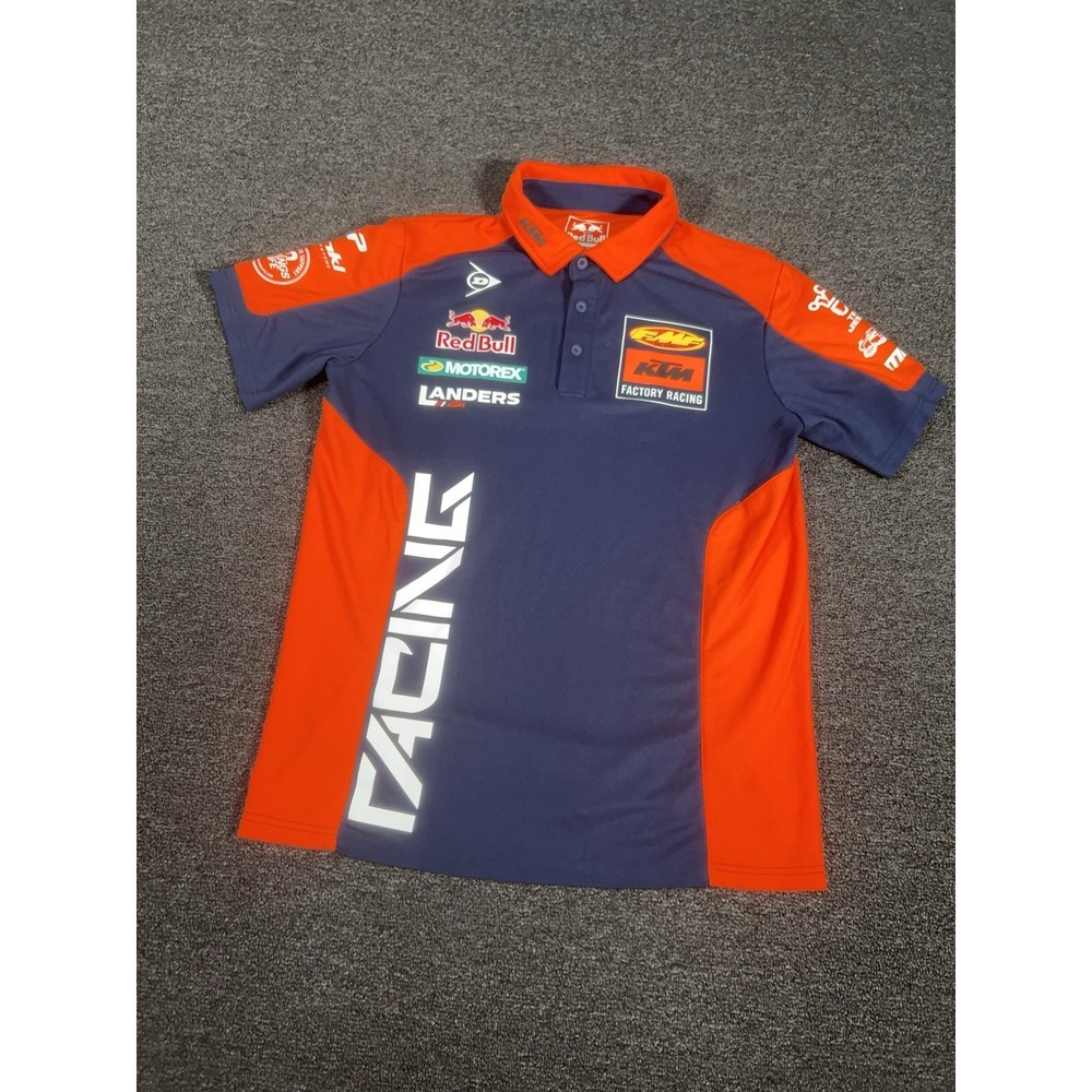 Red Bull KTM Racing Team Polo Shirt Mens Large Blue Orange Motocross Dirt Bike